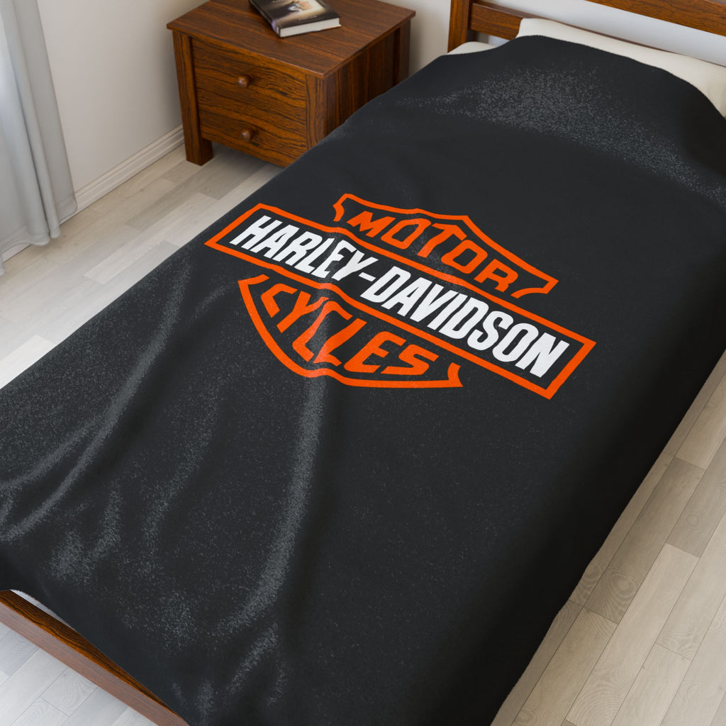 Harley Davidson Velveteen Plush Blanket, Bed Cover Throw
