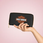 Harley Davidson Zipper Wallet Faux Leather Slim Pocket