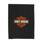 Harley Davidson Velveteen Plush Blanket, Bed Cover Throw