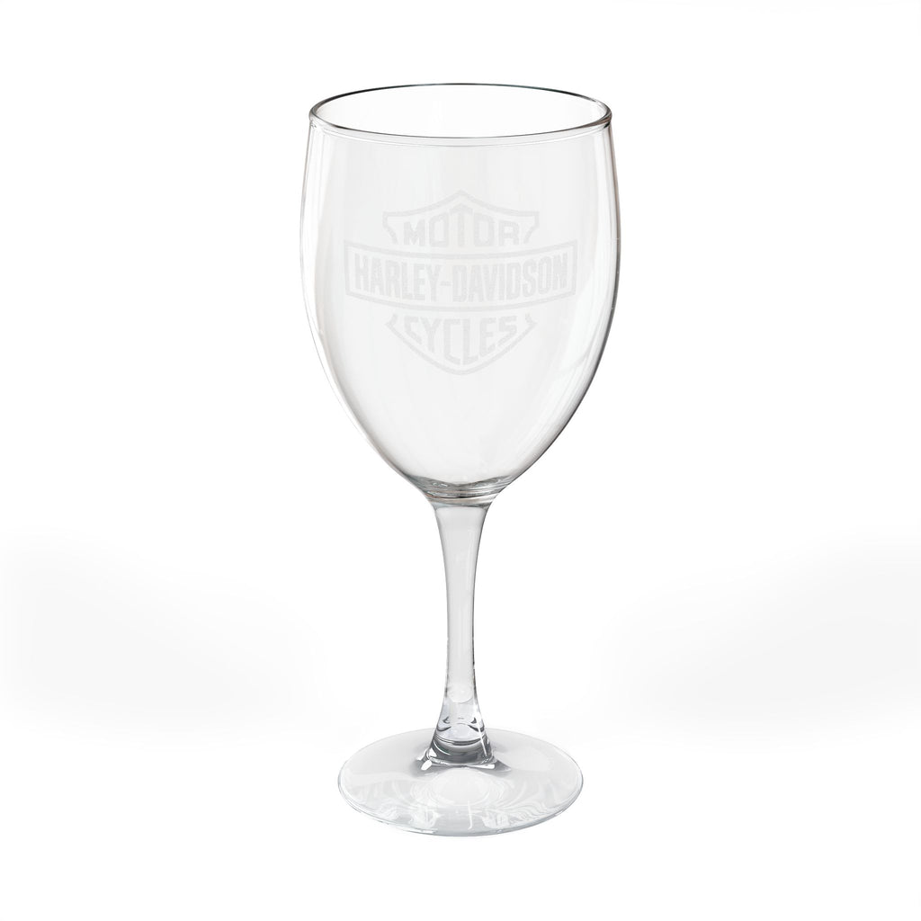 Harley Davidson Engraved Wine Glass