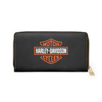 Harley Davidson Zipper Wallet Faux Leather Slim Pocket