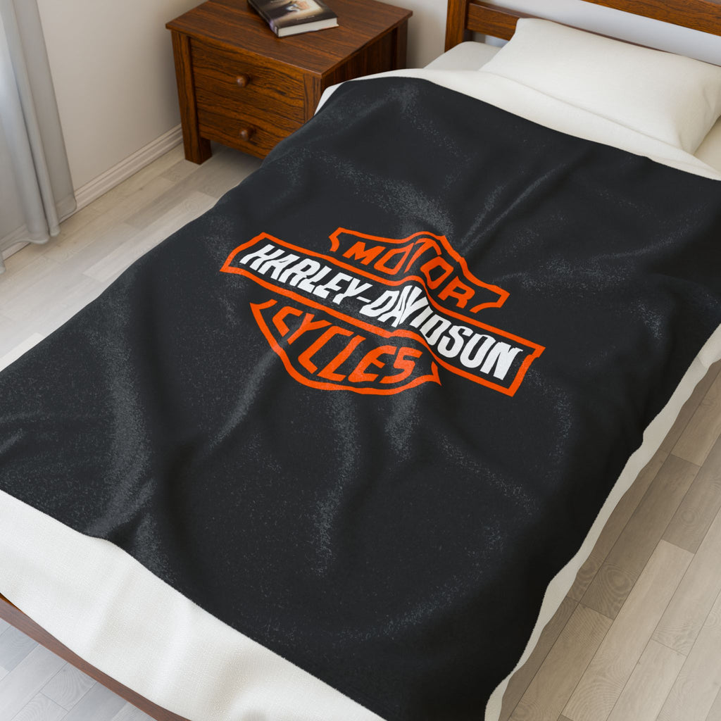 Harley Davidson Velveteen Plush Blanket, Bed Cover Throw