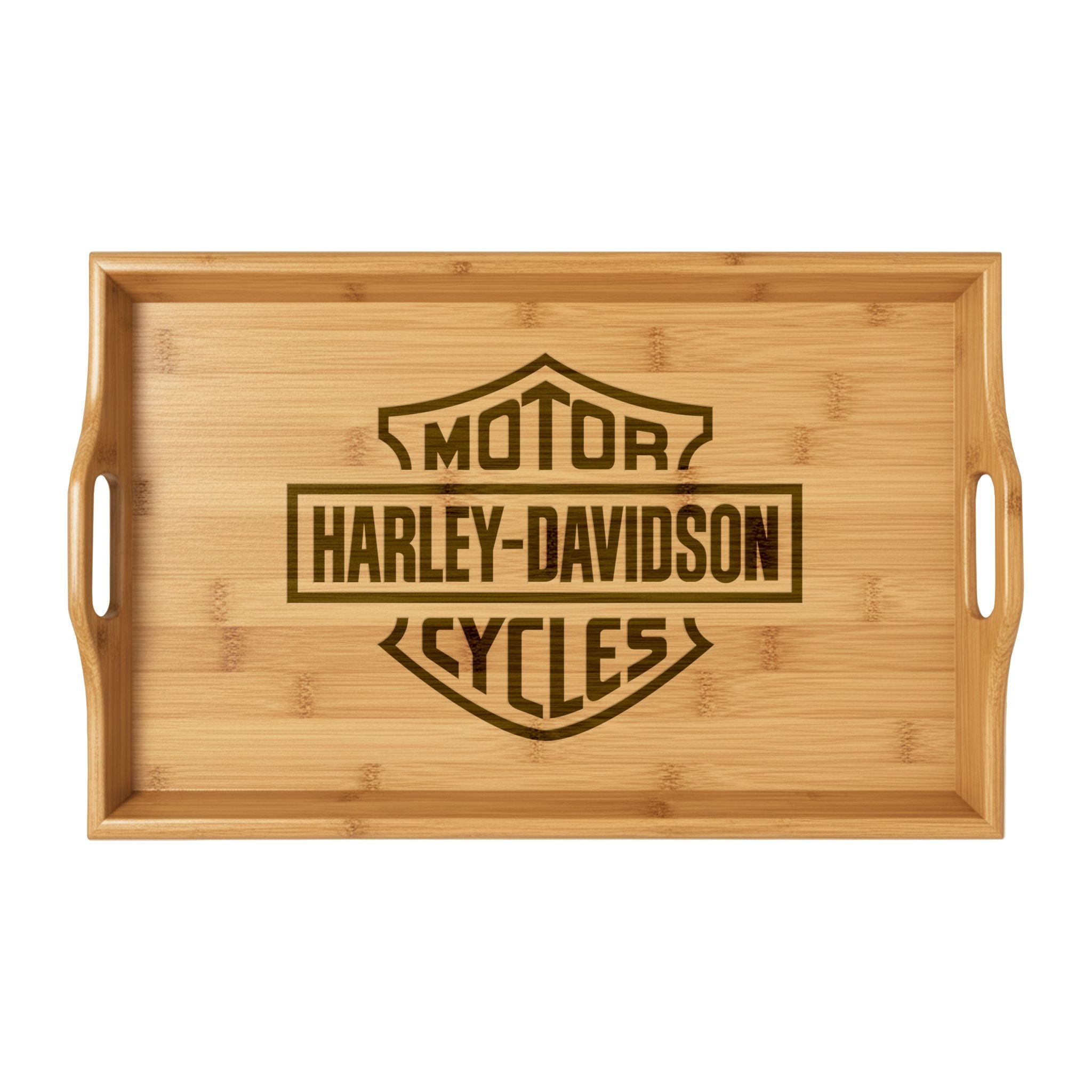 Harley Davidson Engraved Bamboo Serving Tray