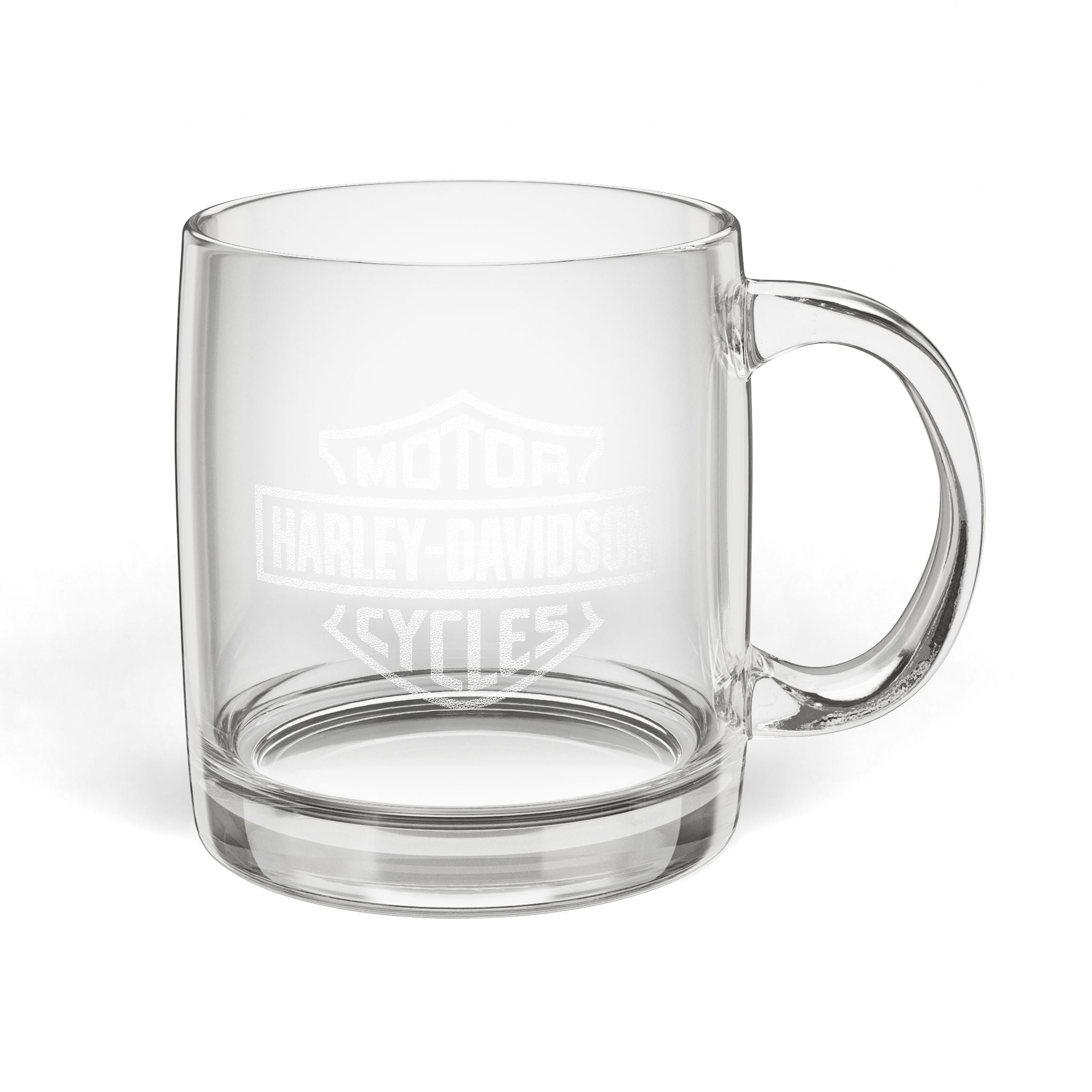 Harley Davidson Engraved Glass Mug