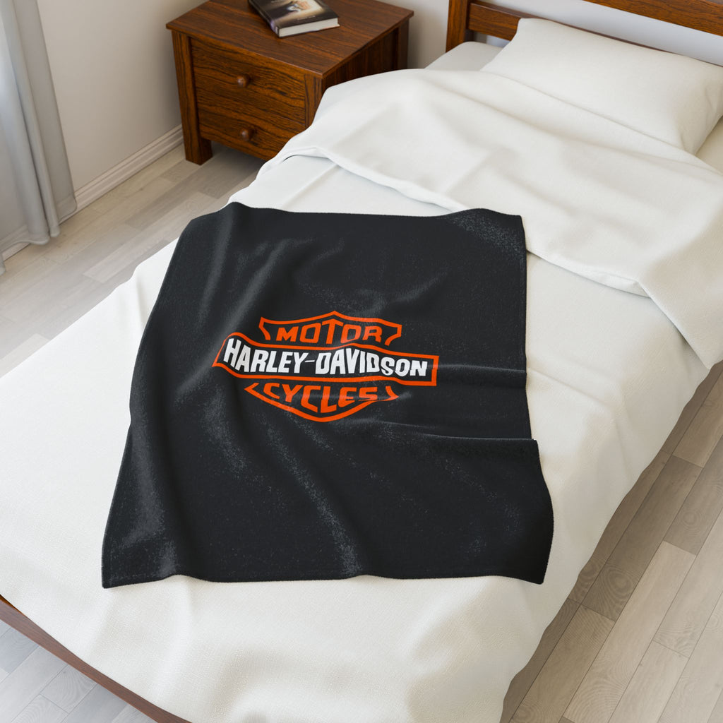 Harley Davidson Velveteen Plush Blanket, Bed Cover Throw